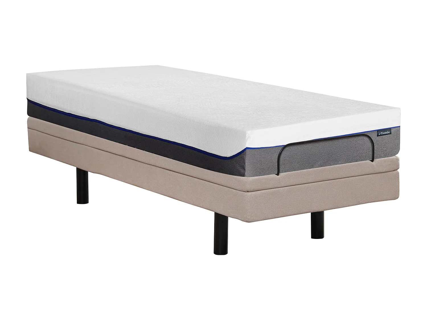 Lit électrique de relaxation déco + matelas mémoire de forme - 80 x 200 cm - Tissu - Beige - MENASINA de YSMÉE