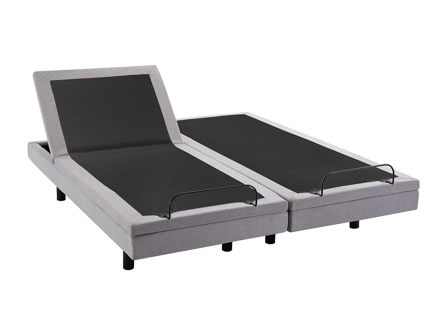 Elektrische decoratieve relaxbedbodem + matras met vormgeheugen - 2 x 80 x 200 cm - Stof - Grijs - MENASINA van YSMÉE