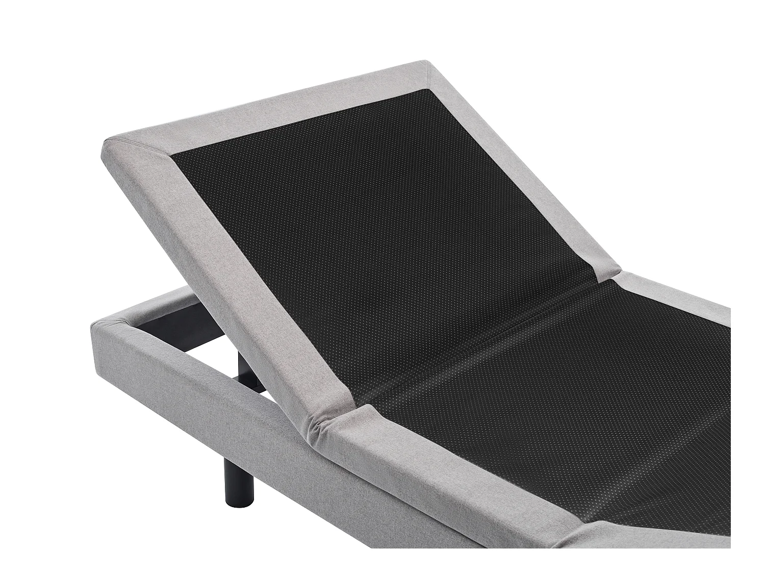 Lit électrique de relaxation déco + matelas ressorts ensachés et mémoire de forme - 80 x 200 cm - Tissu - Gris - RIZALI de YSMÉE