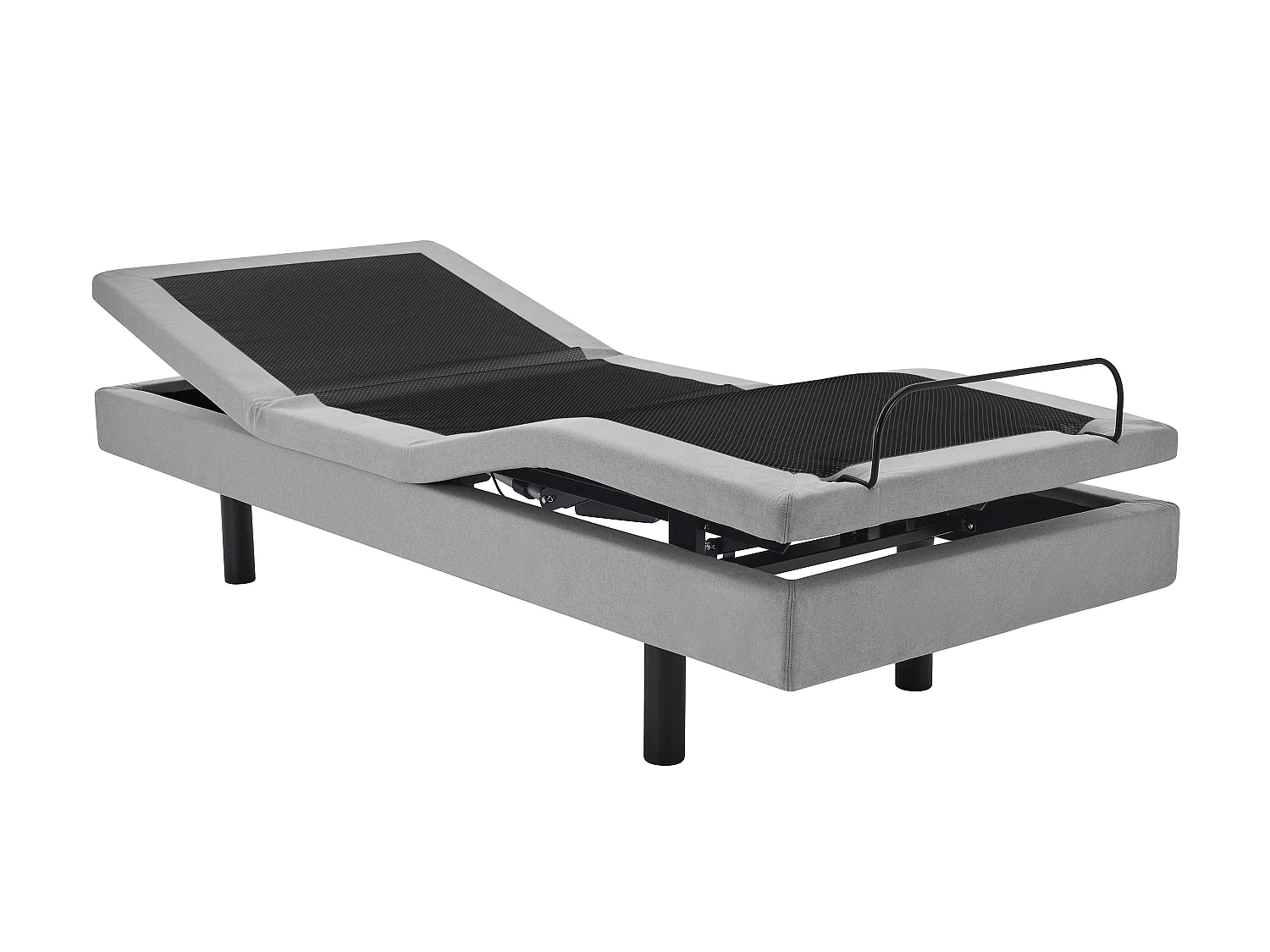 Lit électrique de relaxation déco + matelas 100% latex 3 zones - 80 x 200 cm - Tissu - Gris - PANISOLA de YSMÉE