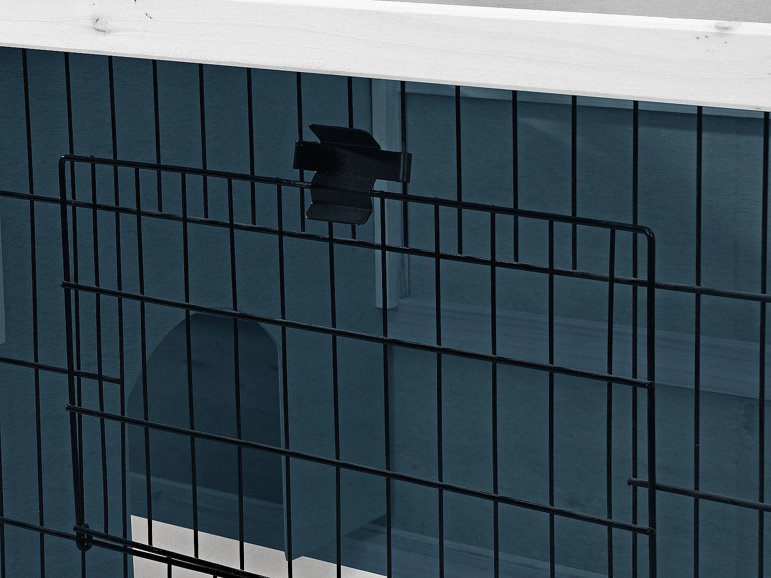 Clapier en bois sur pieds pour lapins et rongeurs - L. 91 x P. 45 x H. 70 cm - Bleu et Blanc - LAPIUS