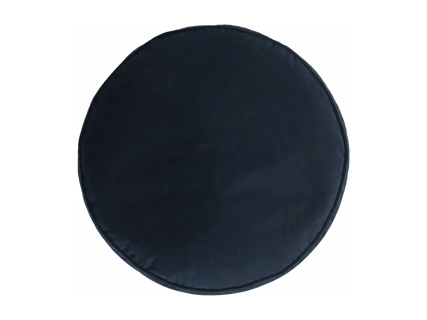 Pouf repose-pieds rond velours bleu minuit - MILANO