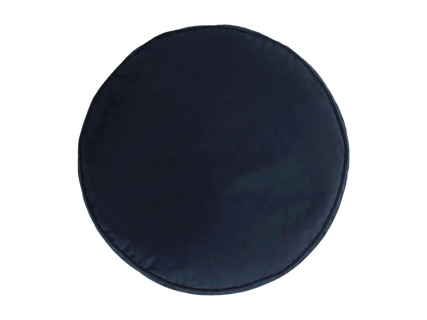 Pouf repose-pieds rond velours bleu minuit - MILANO
