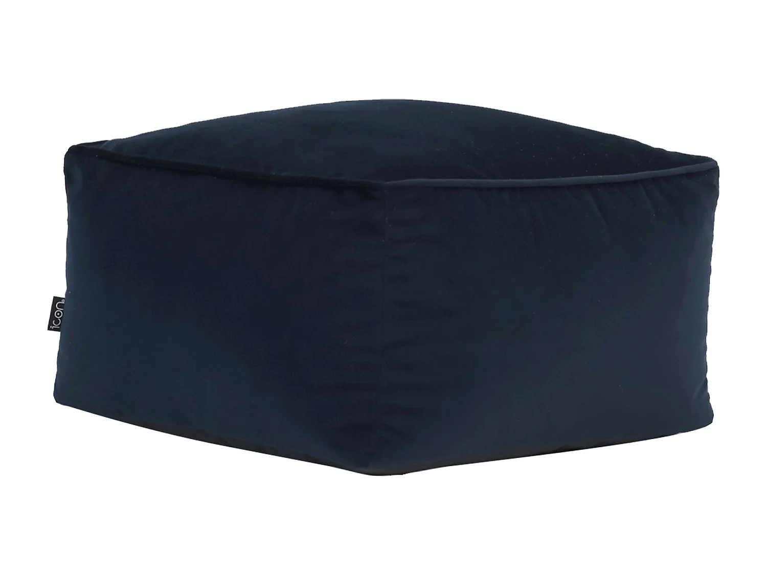 Pouf repose-pieds carré velours bleu minuit - AMARA