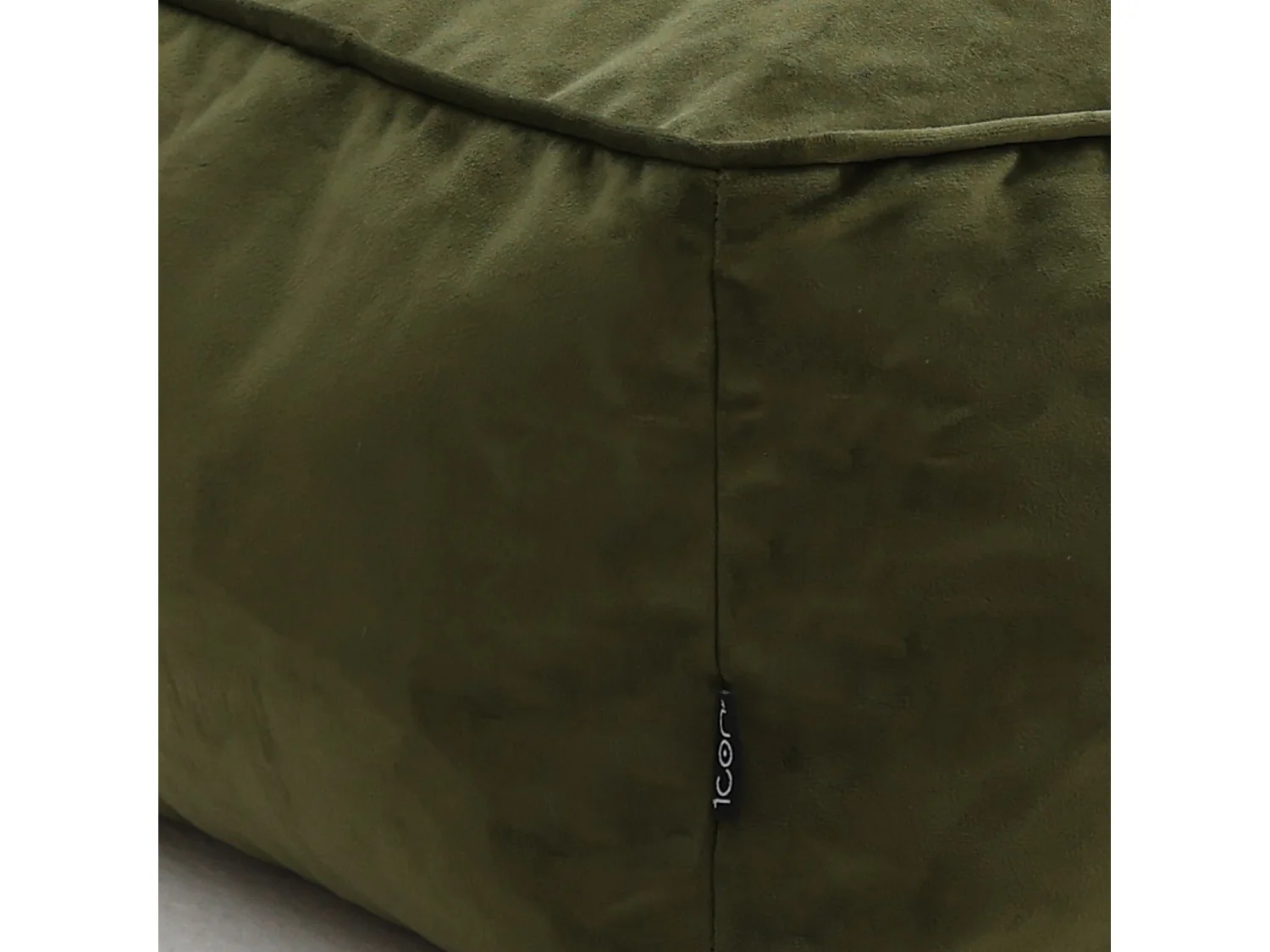 Pouf repose-pieds carré velours vert olive - AMARA