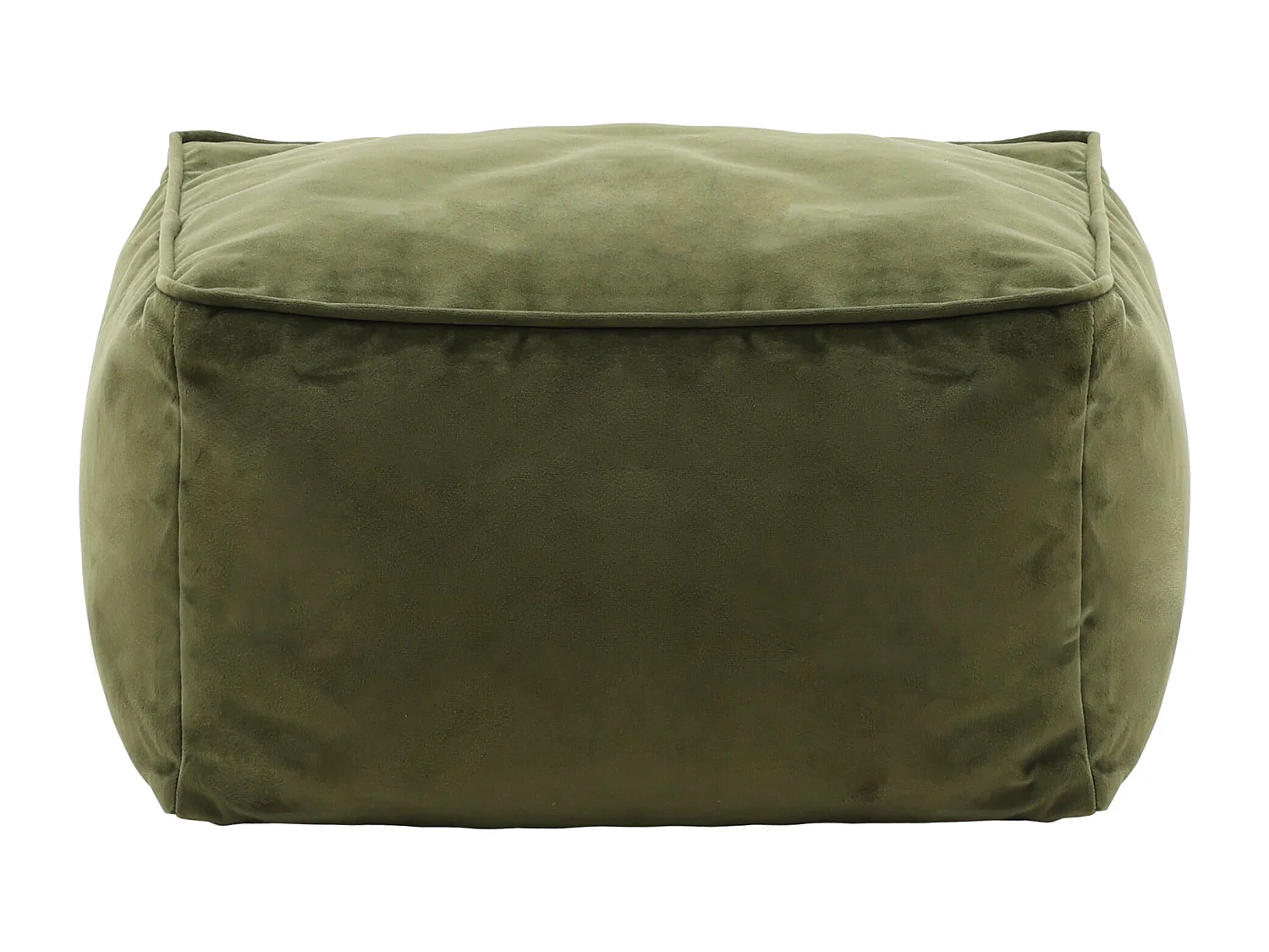 Pouf repose-pieds carré velours vert olive - AMARA