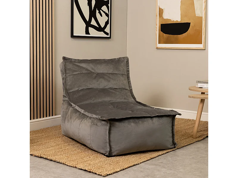 Lot de 2 Poufs méridienne velours gris anthracite - DOLCE