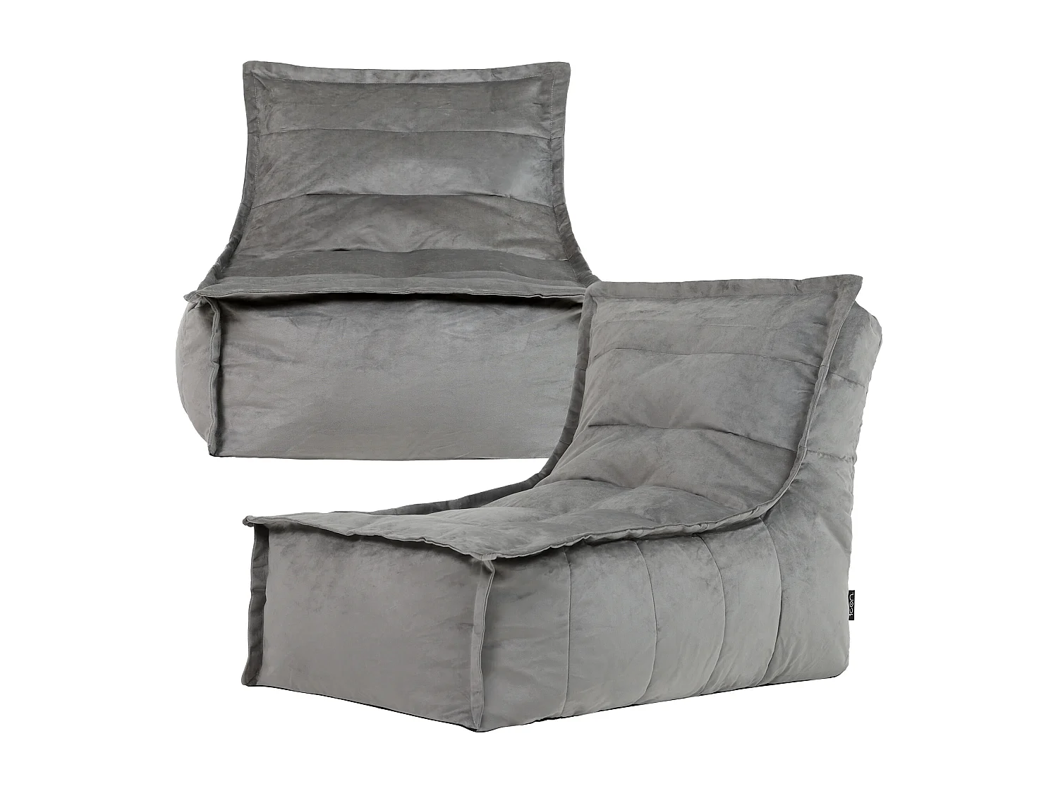 Lot de 2 Poufs méridienne velours gris anthracite - DOLCE