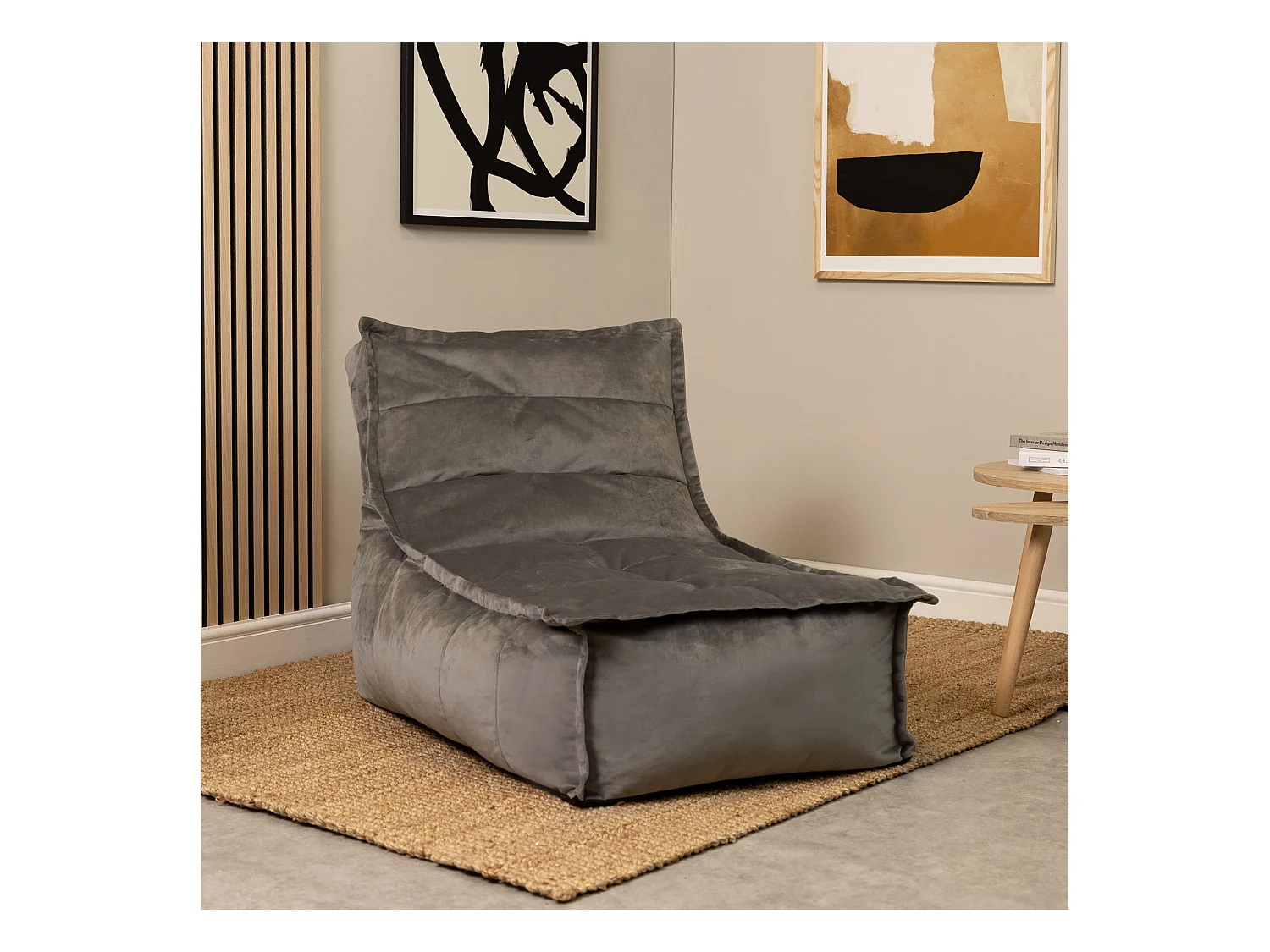 Lot de 2 Poufs méridienne velours gris anthracite - DOLCE