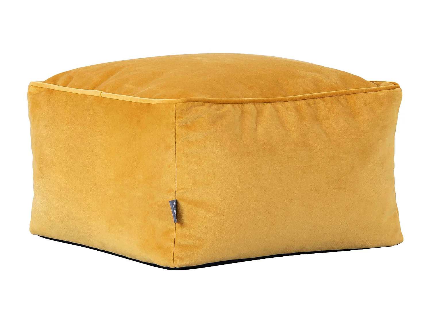 Pouf repose-pieds carré velours jaune ocre - AMARA