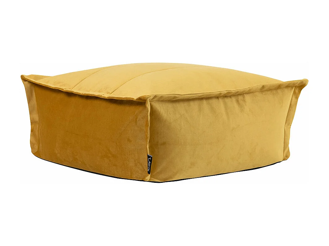 Pouf velours large repose-pieds carré jaune ocre - VITA
