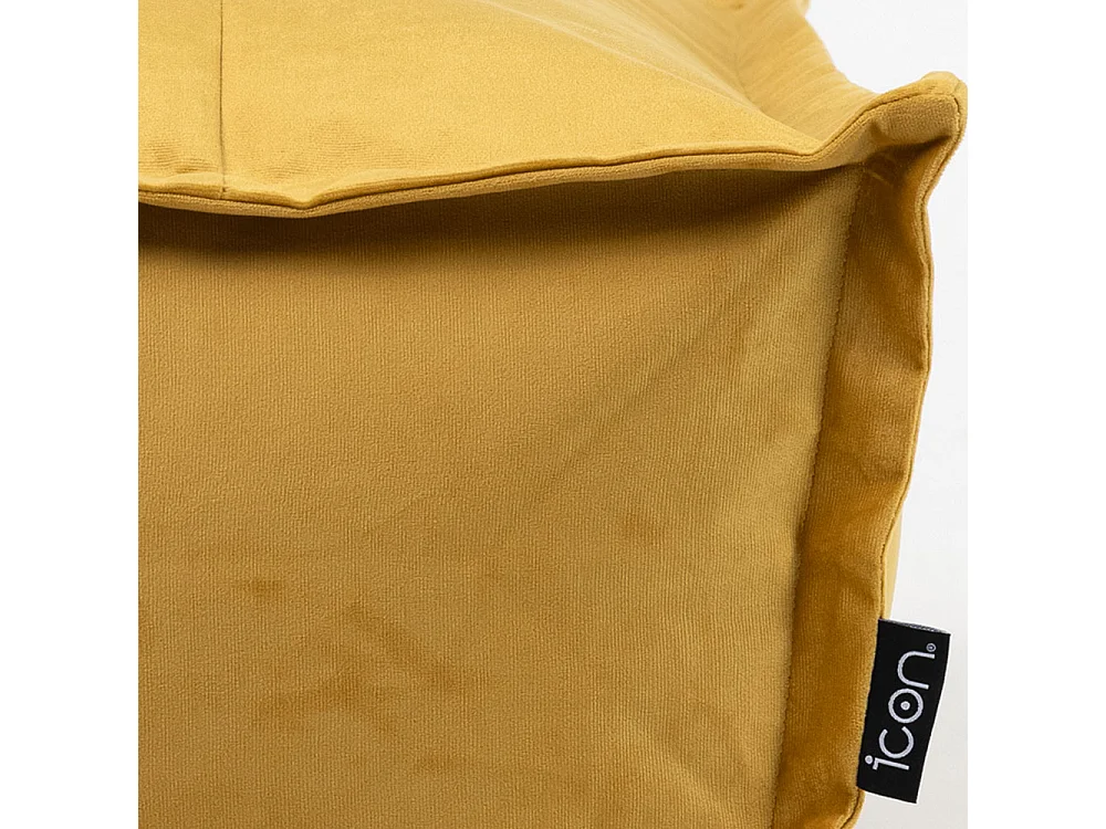 Pouf velours large repose-pieds carré jaune ocre - VITA