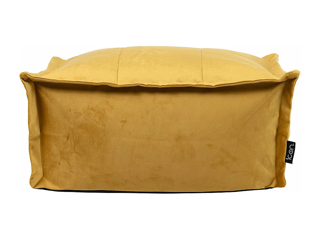 Pouf velours large repose-pieds carré jaune ocre - VITA