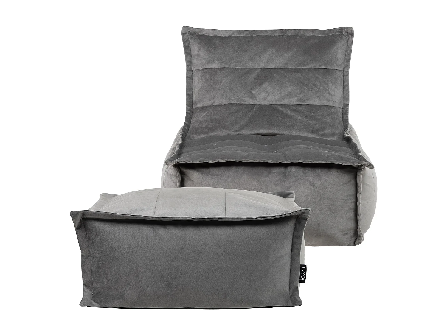 Pouf velours avec large repose-pieds gris anthracite - DOLCE