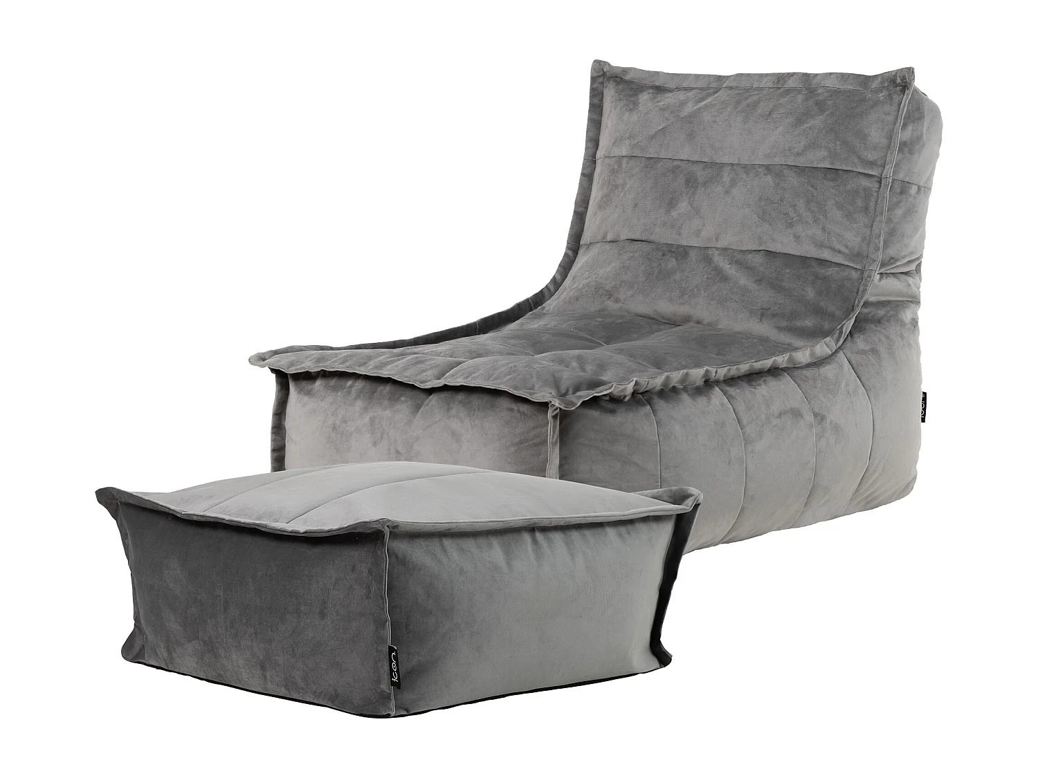 Pouf velours avec large repose-pieds gris anthracite - DOLCE