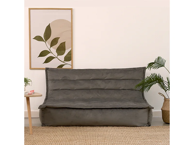 Pouf canapé de sol en velours gris anthracite - KOTA