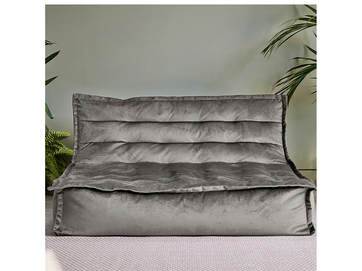 Pouf canapé de sol en velours gris anthracite - KOTA