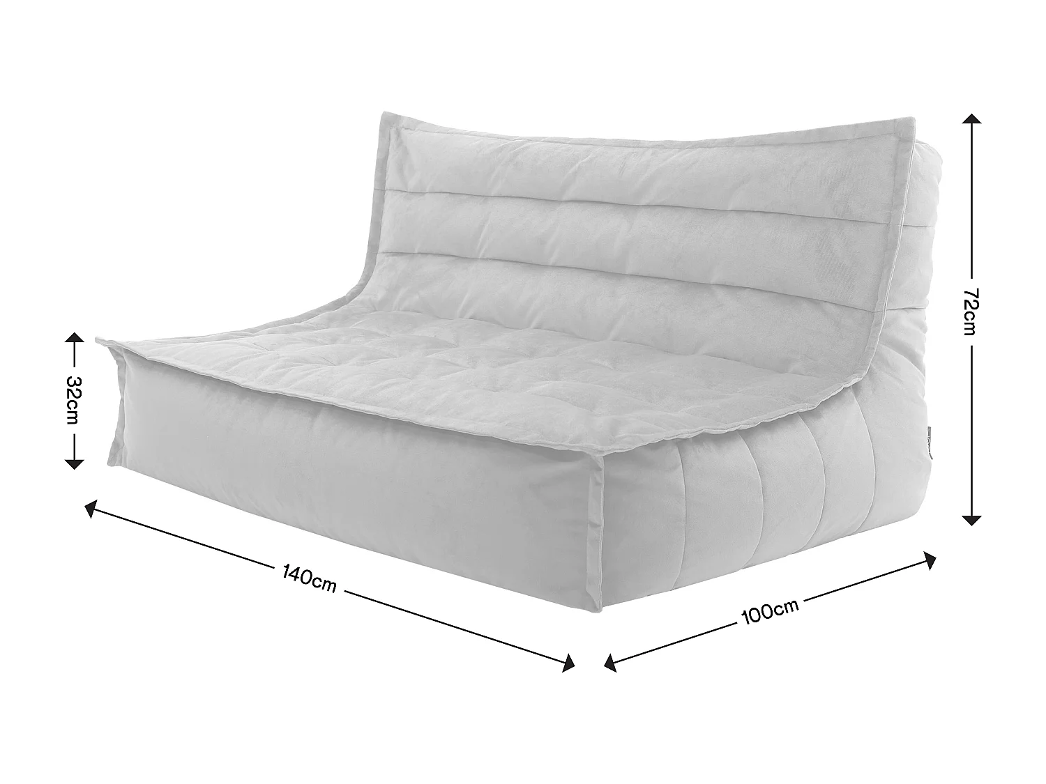 Pouf canapé de sol en velours gris anthracite - KOTA