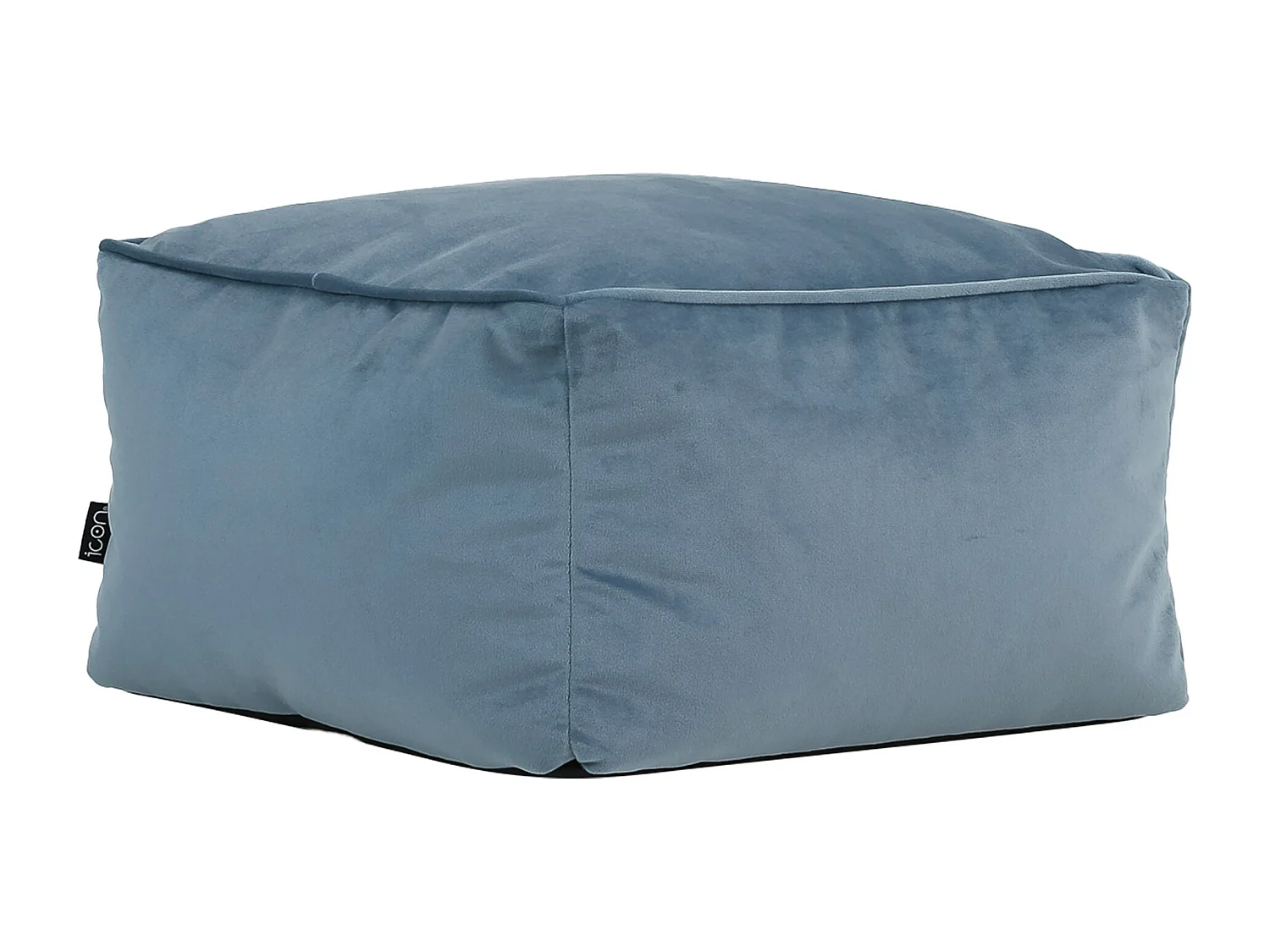 Pouf repose-pieds carré velours bleu minéral - AMARA