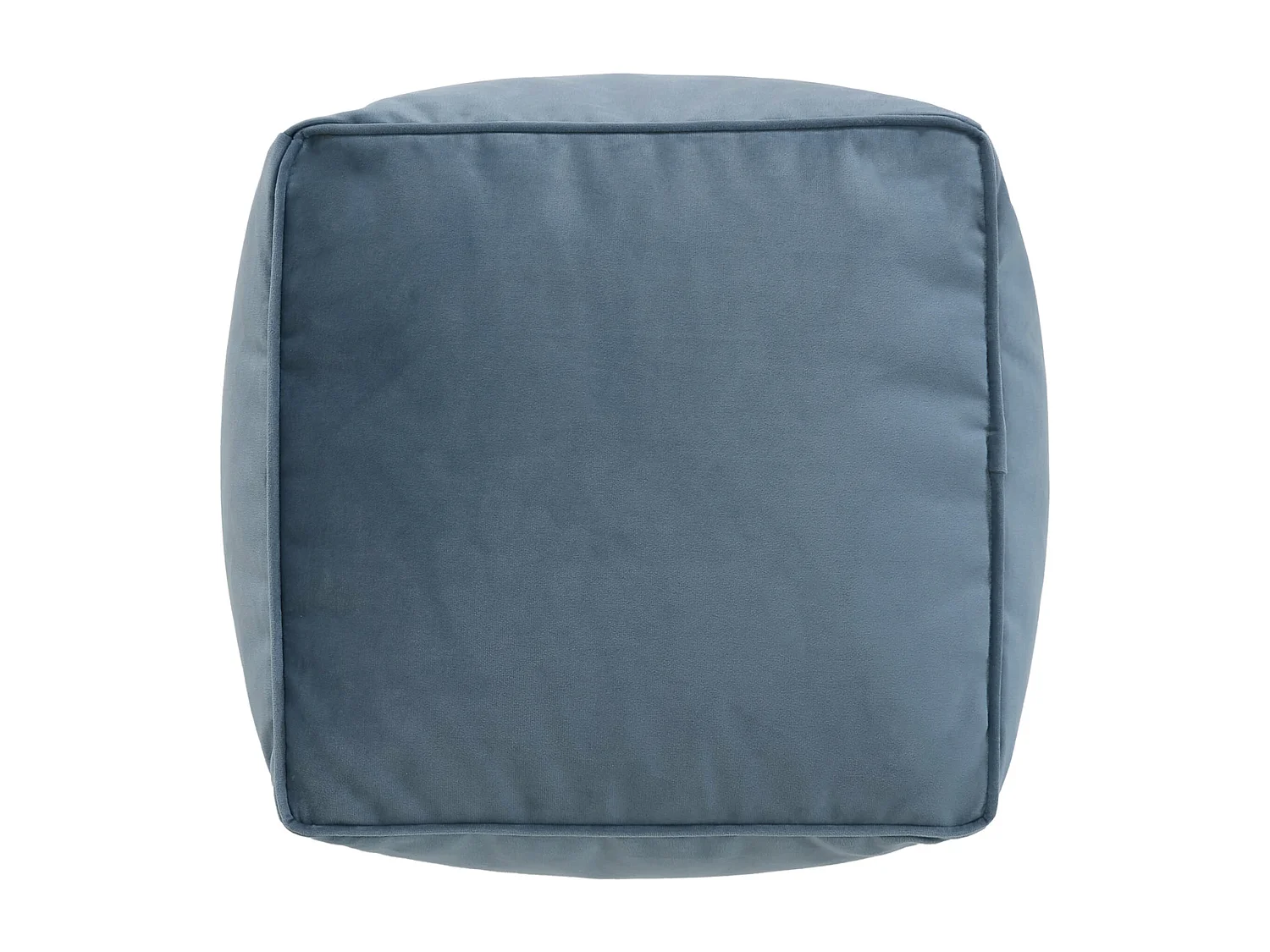 Pouf repose-pieds carré velours bleu minéral - AMARA