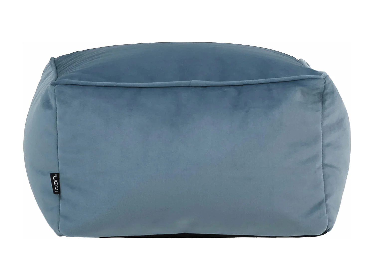 Pouf repose-pieds carré velours bleu minéral - AMARA