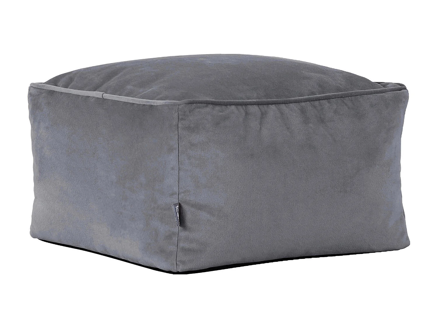 Pouf repose-pieds carré velours gris anthracite - AMARA