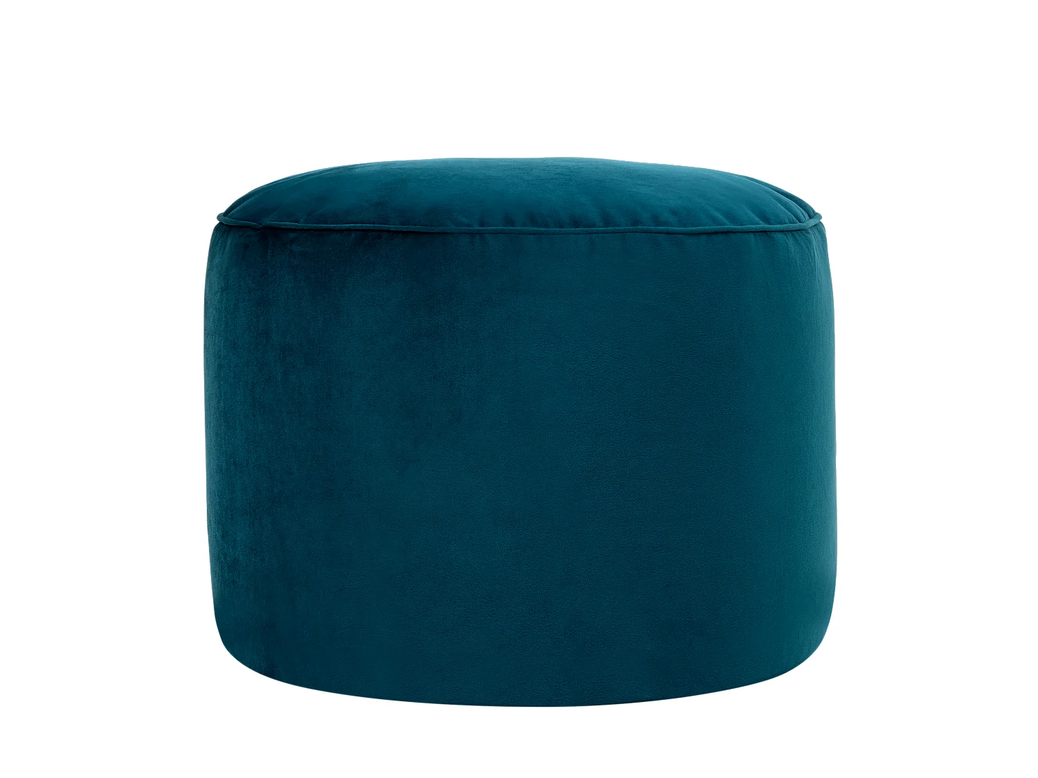 Pouf repose-pieds rond velours bleu canard - MILANO