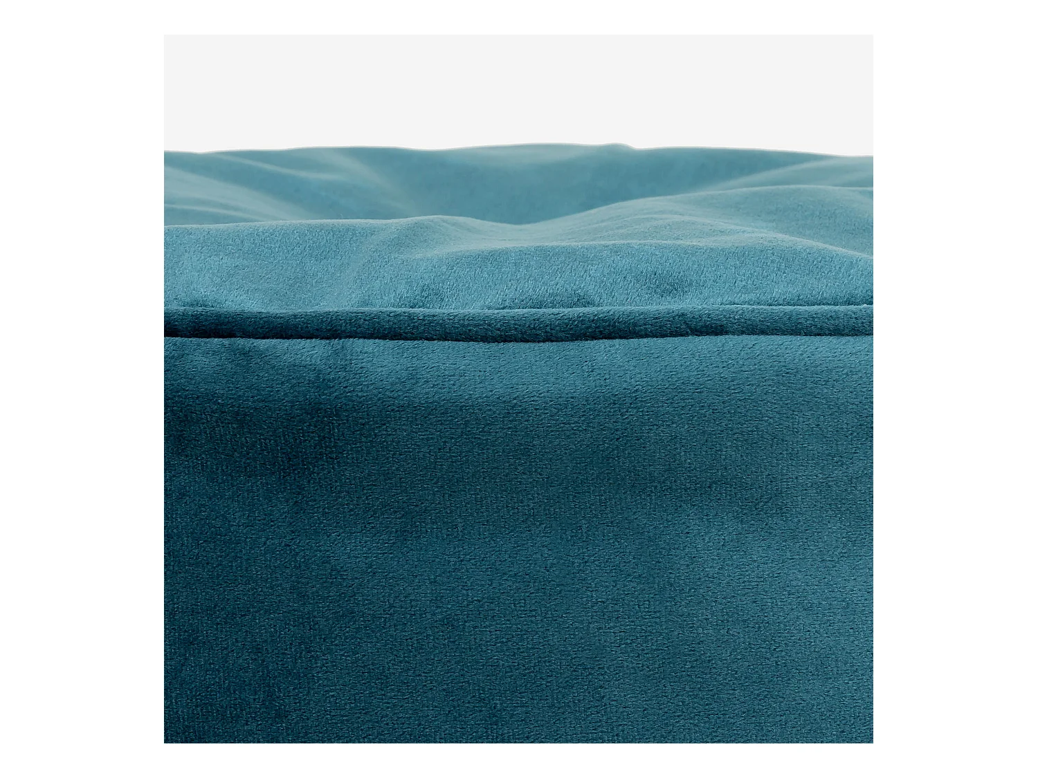 Pouf repose-pieds rond velours bleu canard - MILANO