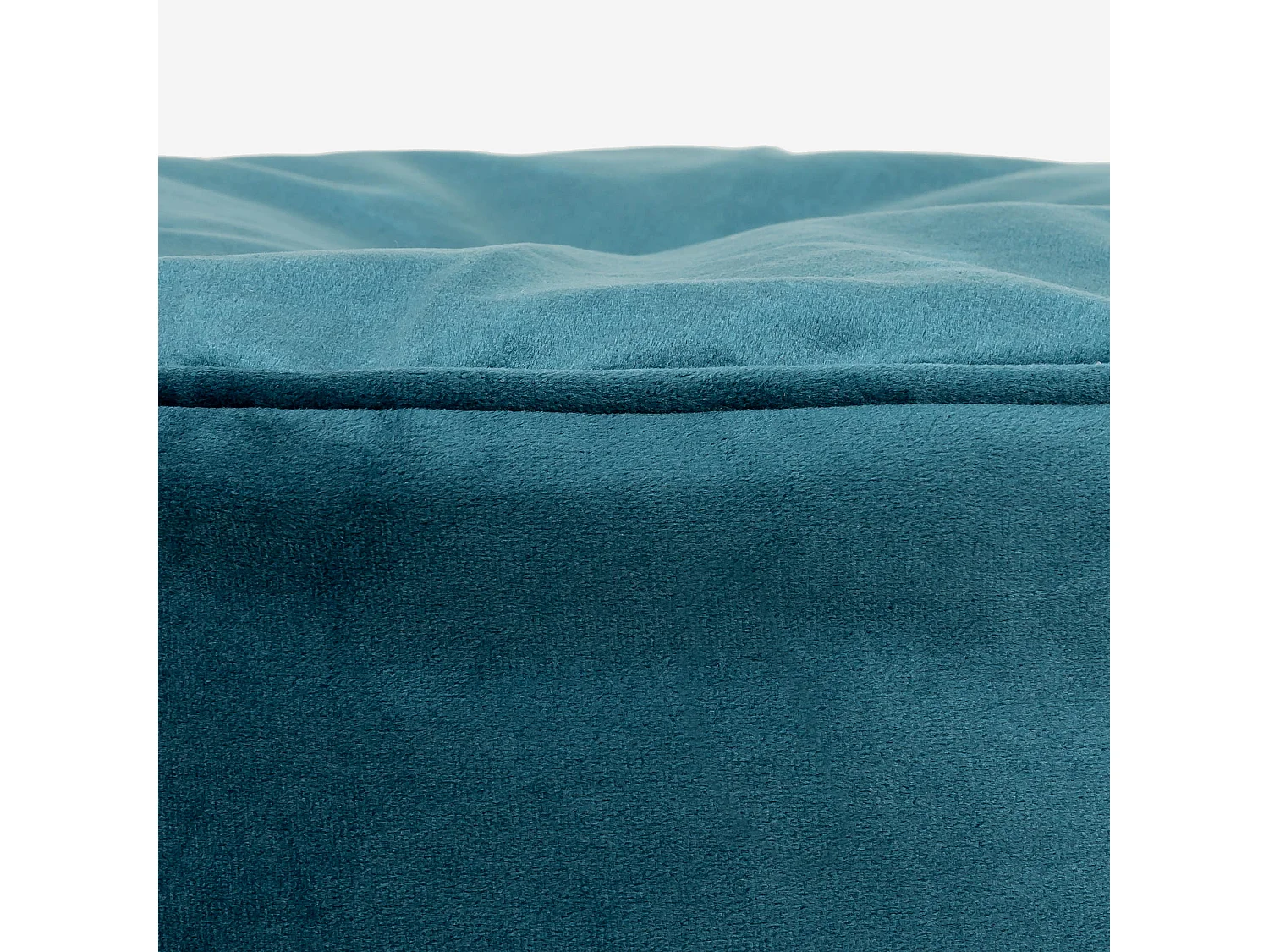 Pouf repose-pieds rond velours bleu canard - MILANO