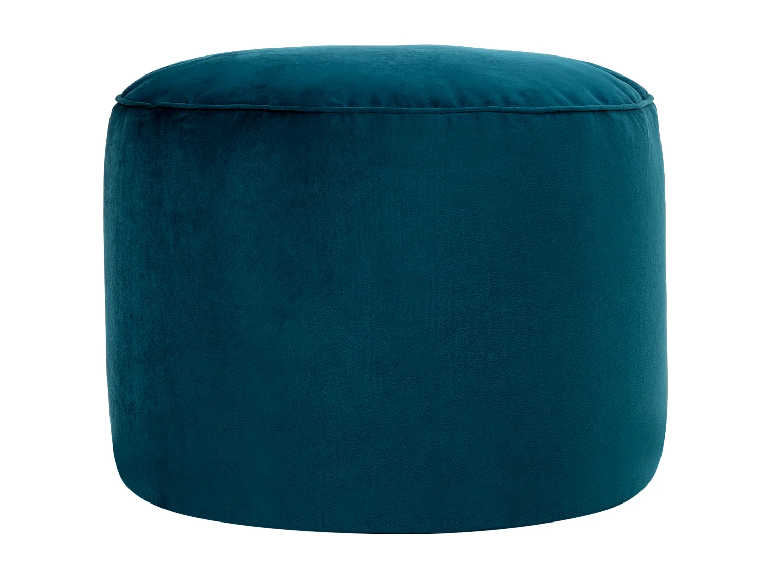 Pouf repose-pieds rond velours bleu canard - MILANO