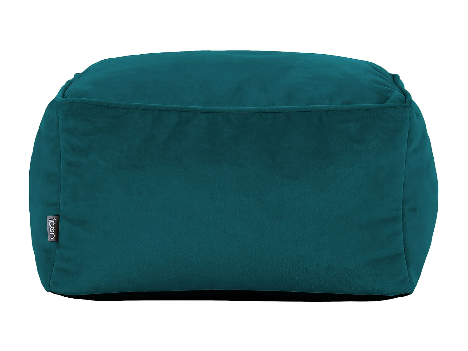 Pouf repose-pieds carré velours bleu canard - AMARA