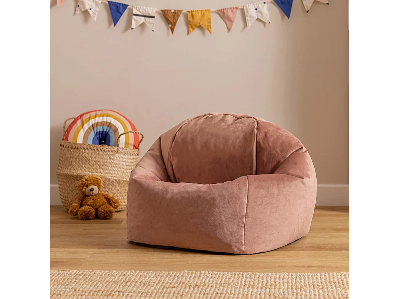 Pouf enfant velours rose - AURORA