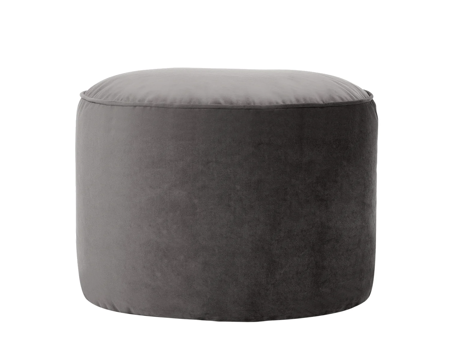 Pouf repose-pieds rond velours gris anthracite - MILANO