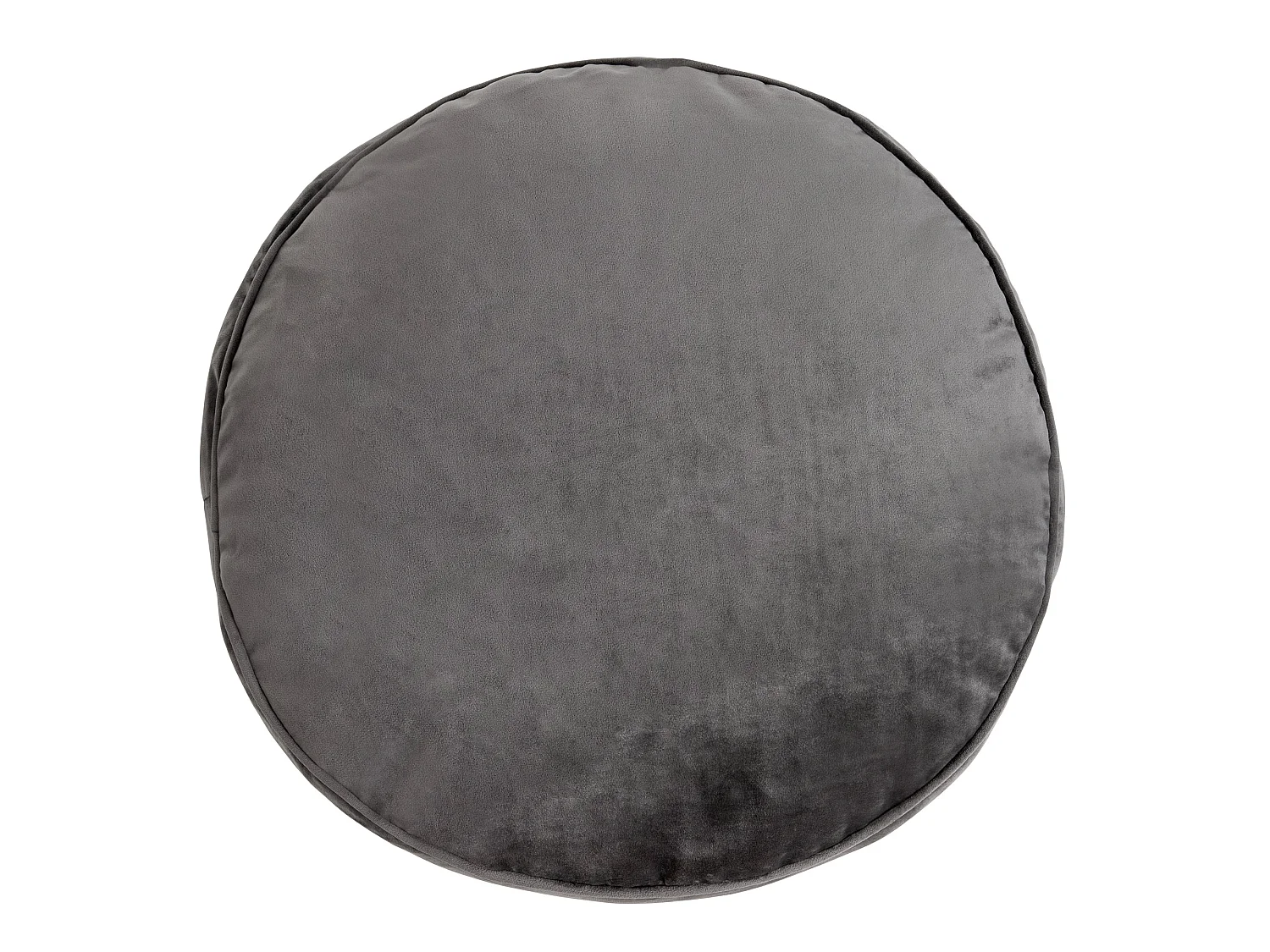 Pouf repose-pieds rond velours gris anthracite - MILANO