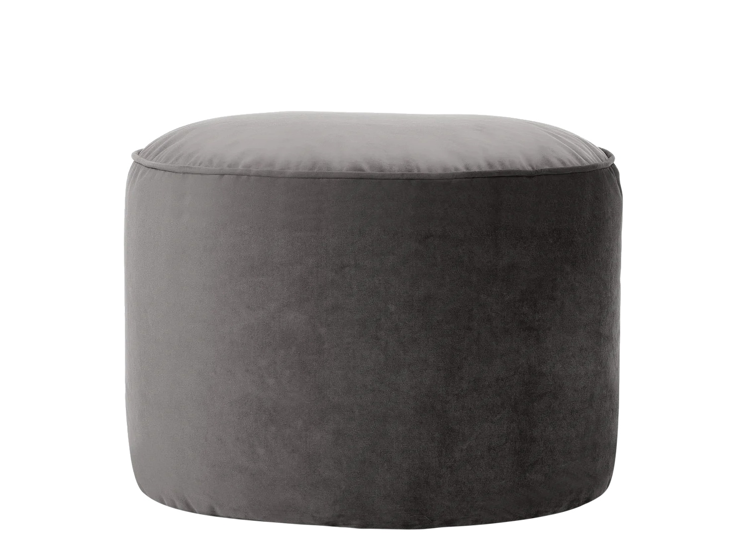 Pouf repose-pieds rond velours gris anthracite - MILANO
