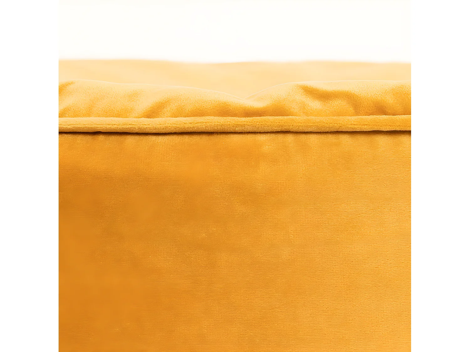 Pouf repose-pieds rond velours jaune ocre - MILANO