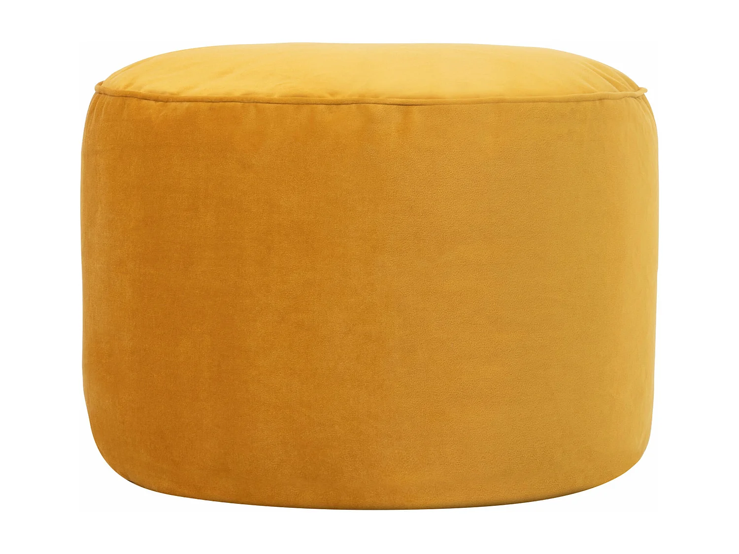 Pouf repose-pieds rond velours jaune ocre - MILANO