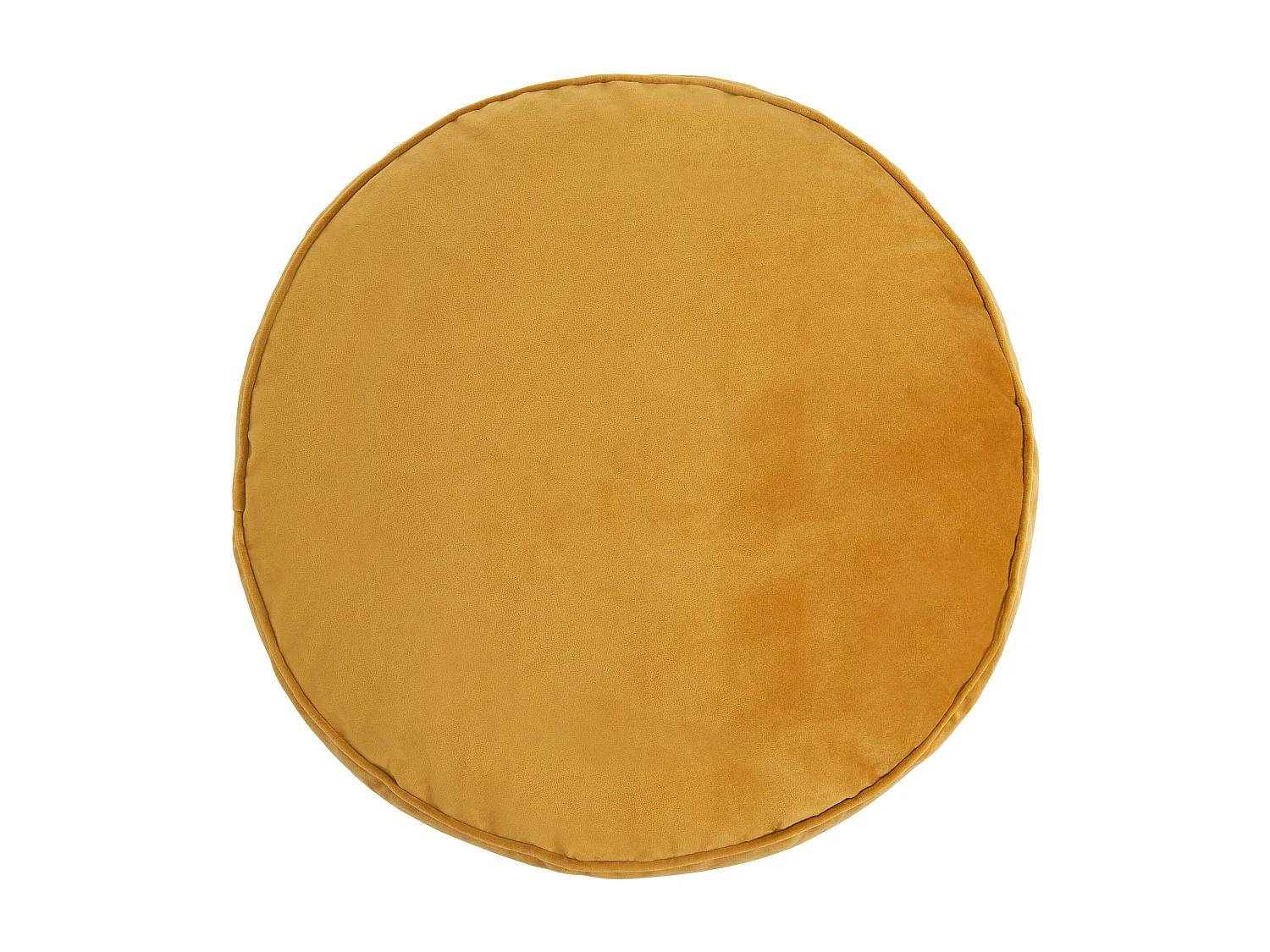 Pouf repose-pieds rond velours jaune ocre - MILANO