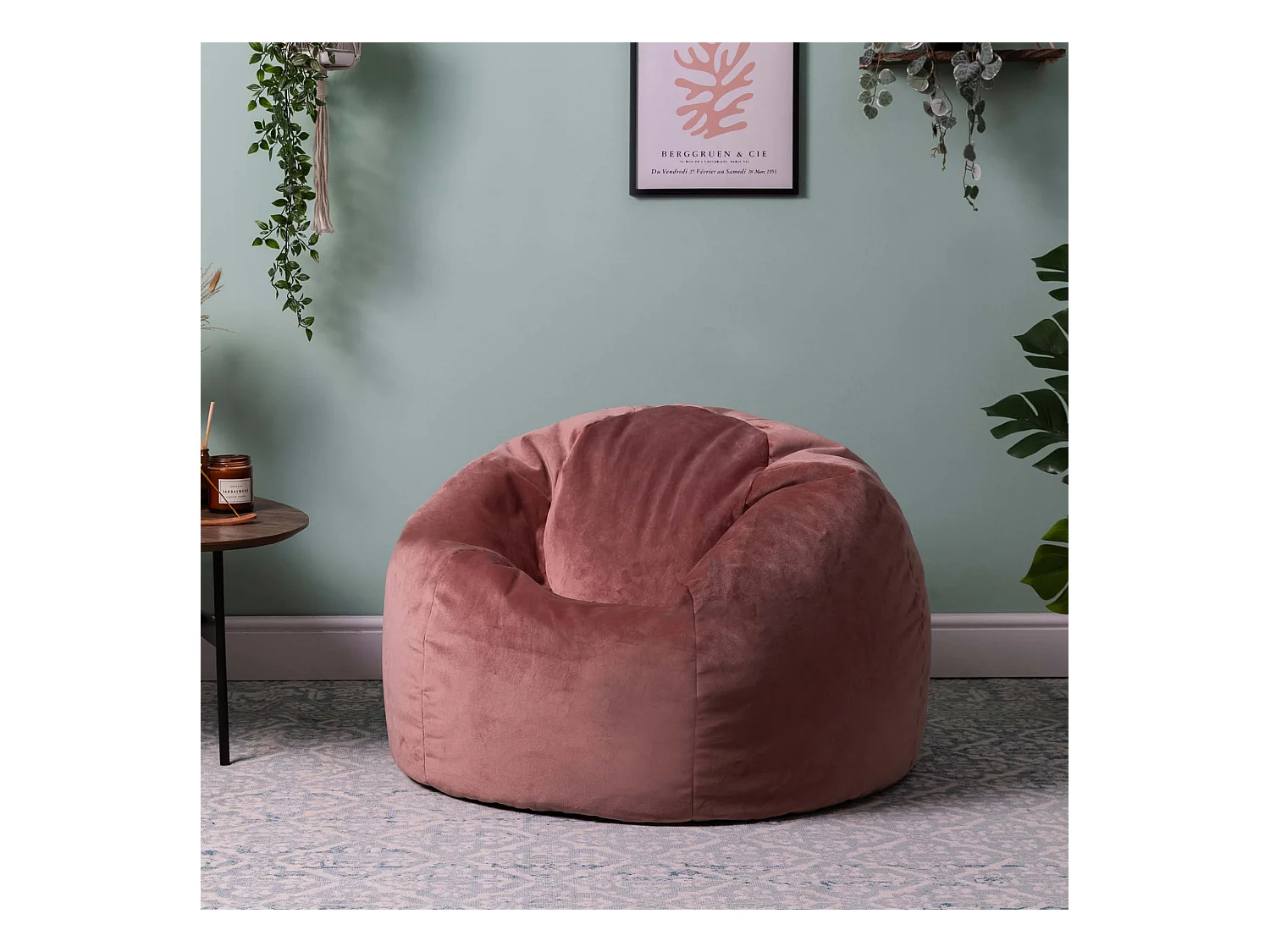 Pouf classique velours rose - AURORA