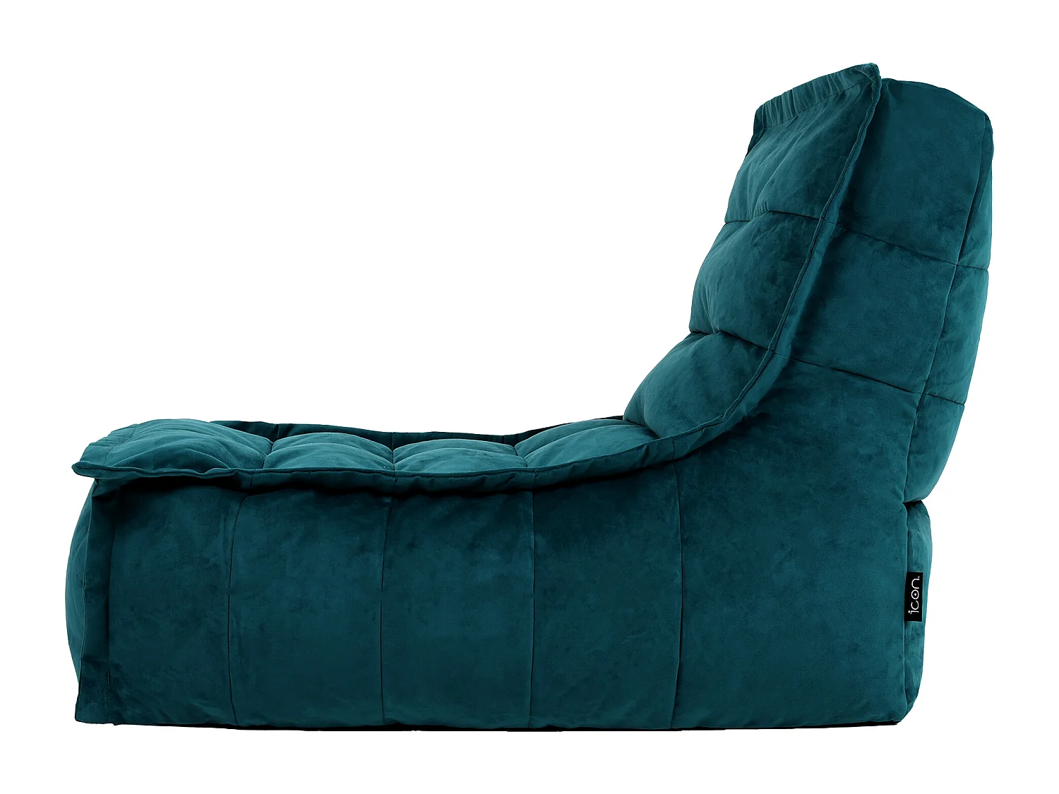 Lot de 2 Poufs méridienne velours bleu canard - DOLCE