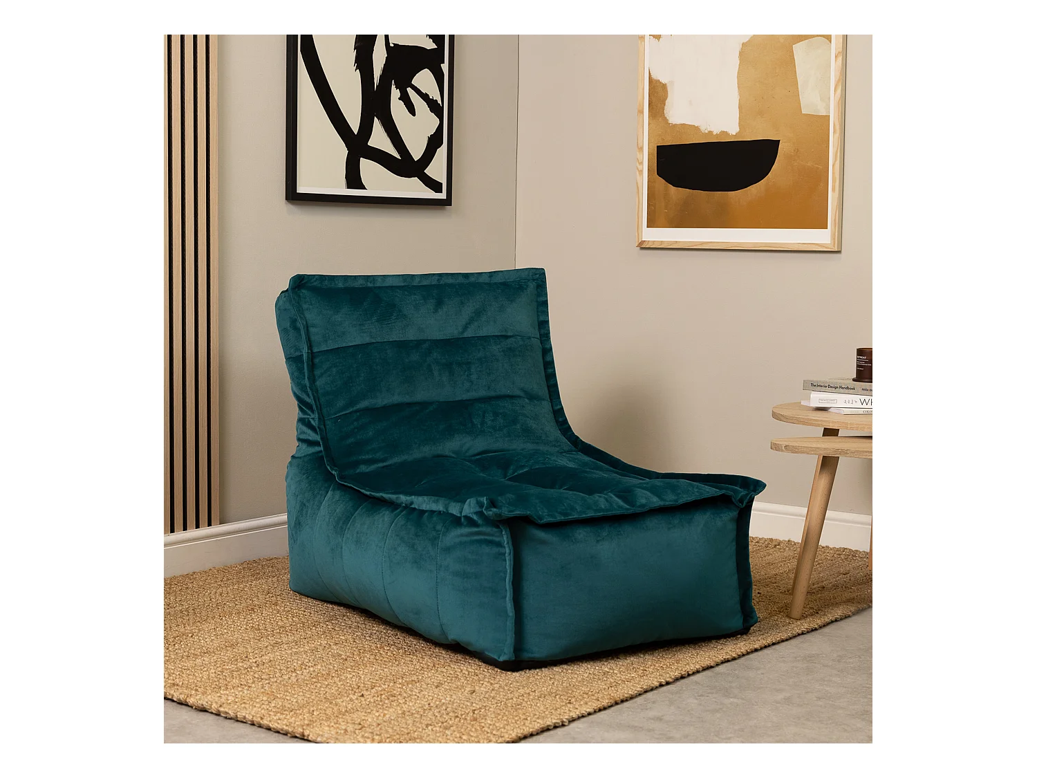 Lot de 2 Poufs méridienne velours bleu canard - DOLCE