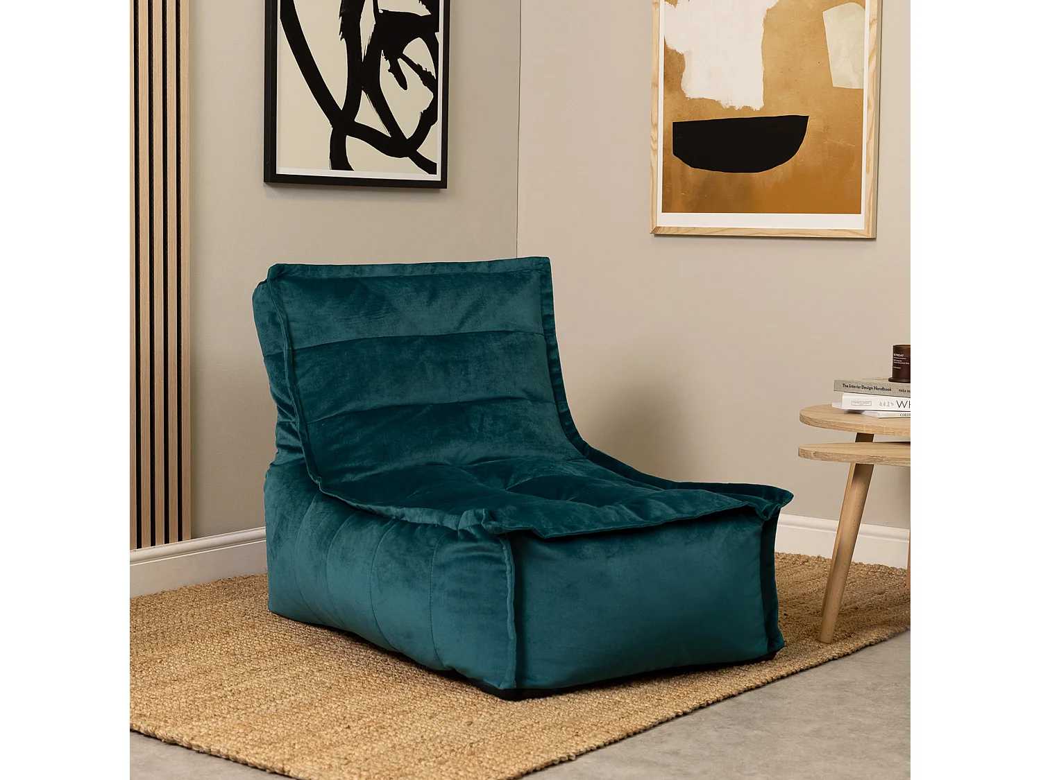 Lot de 2 Poufs méridienne velours bleu canard - DOLCE