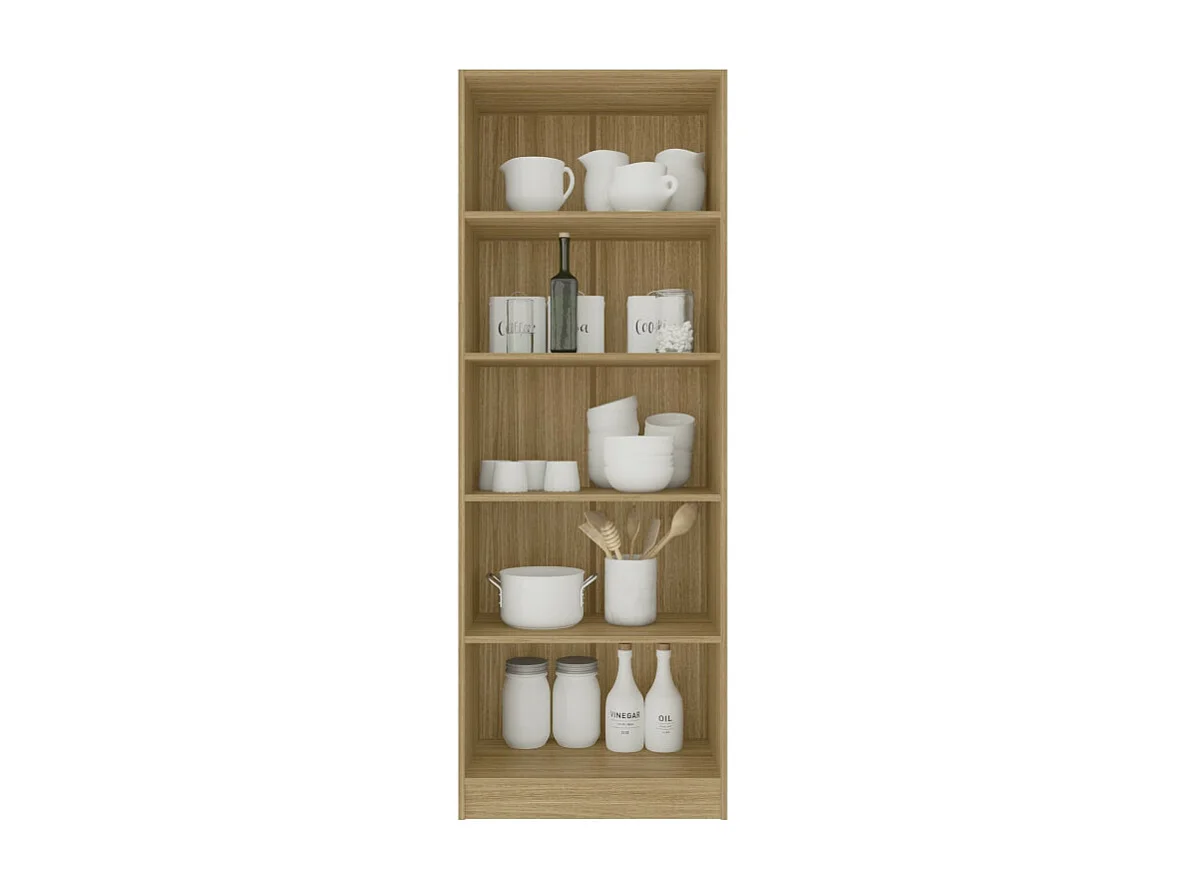 Armoire 2 Portes Chêne et Blanc 5 Niches L 61 H 170.6 P 35.3 cm