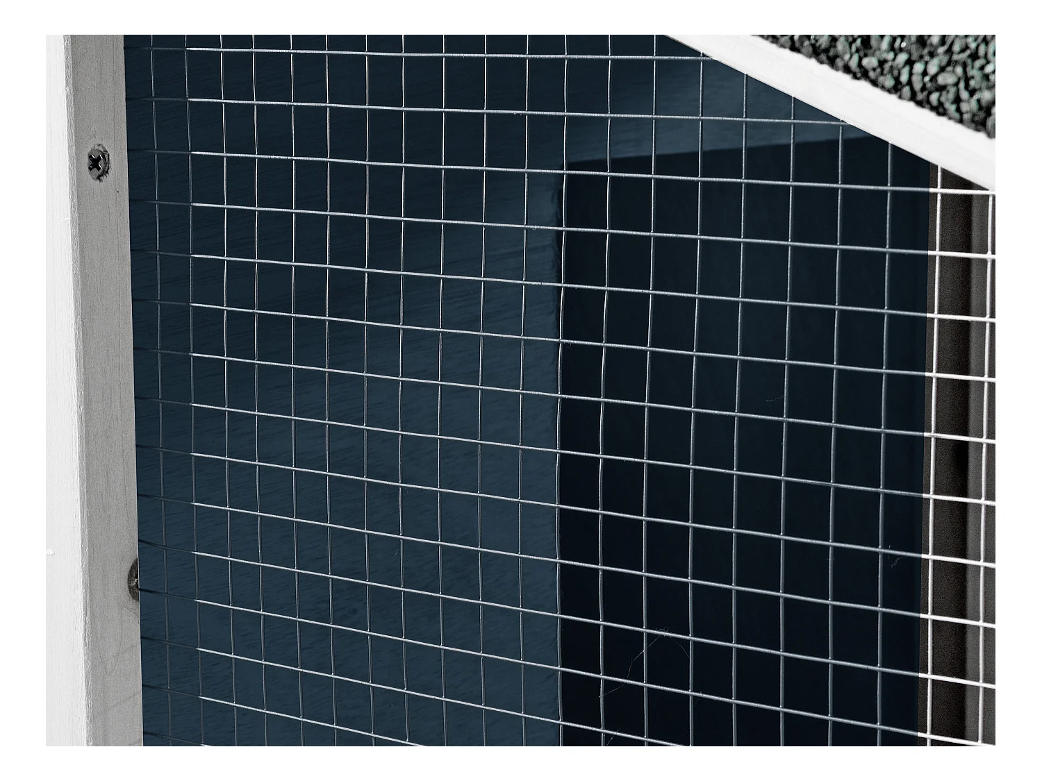 Hønsehus i træ med hønsegård - 4 høns - L. 173 x B. 64 x H. 108 cm - Blå og Hvid - LEVAS