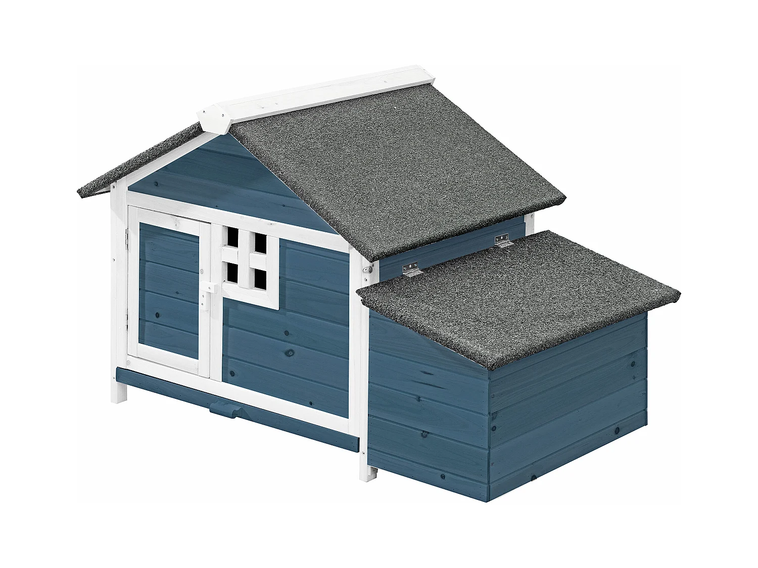 Gallinero de madera con ponedero - 2 gallinas - L. 106 x Prof. 64 x Alt. .71 cm - Azul y blanco - ANSER