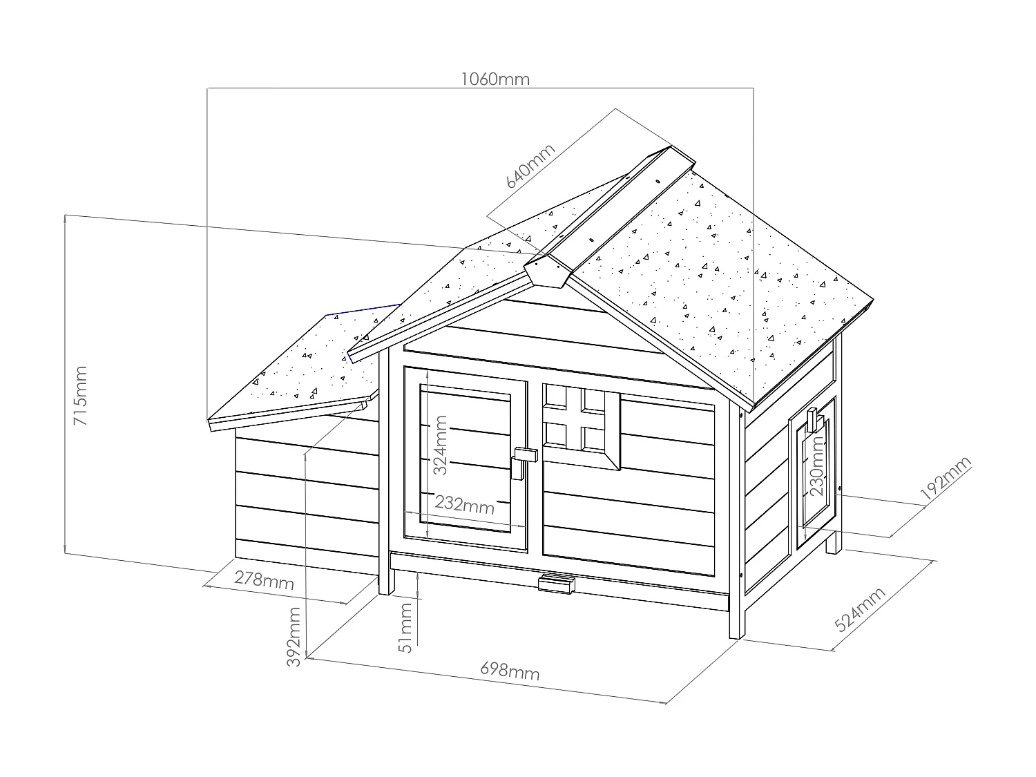 Pollaio in legno con cassetta per il nido 2 galline L. 106 x P. 64 x H.71 cm Bianco - ANSER