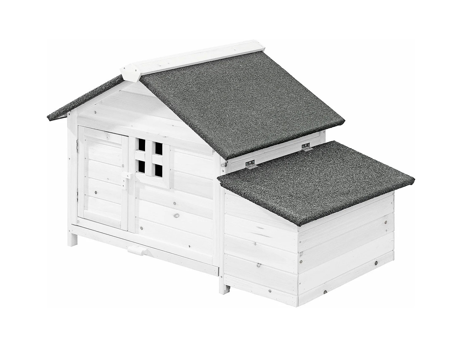 Gallinero de madera con ponedero - 2 gallinas - L. 106 x Prof. 64 x Alt. .71 cm - Blanco - ANSER