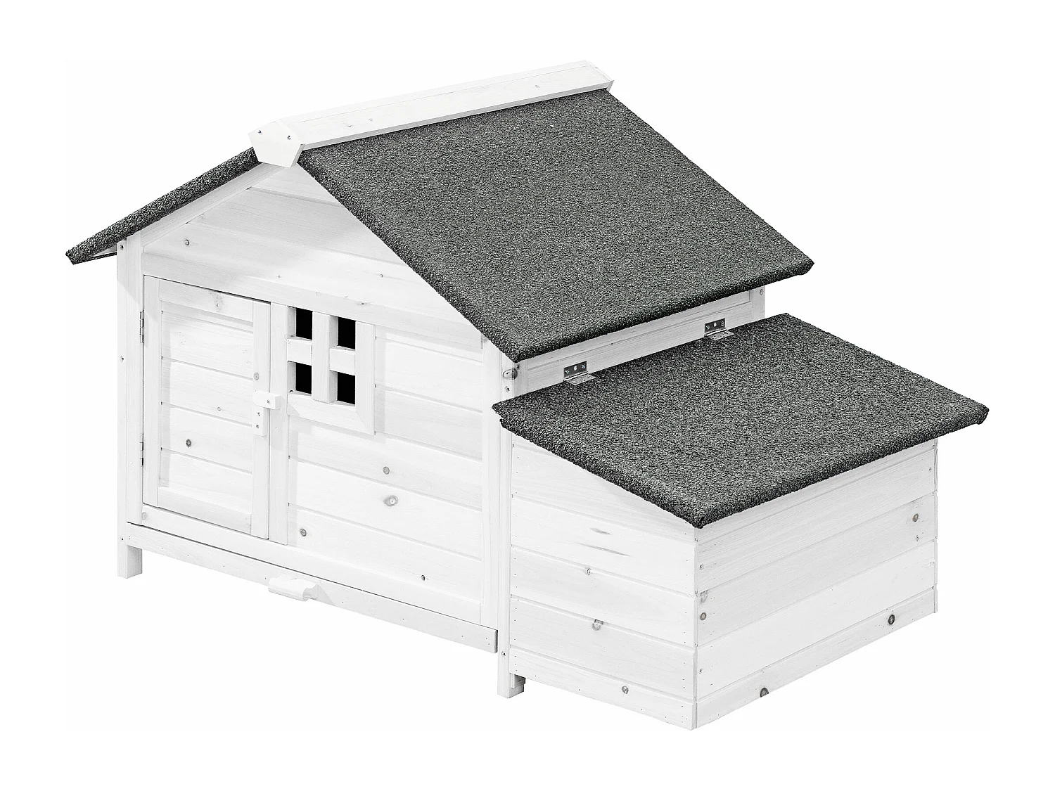 Poulailler en bois avec pondoir - 2 poules - L. 106 x P. 64 x H.71 cm - Blanc - ANSER