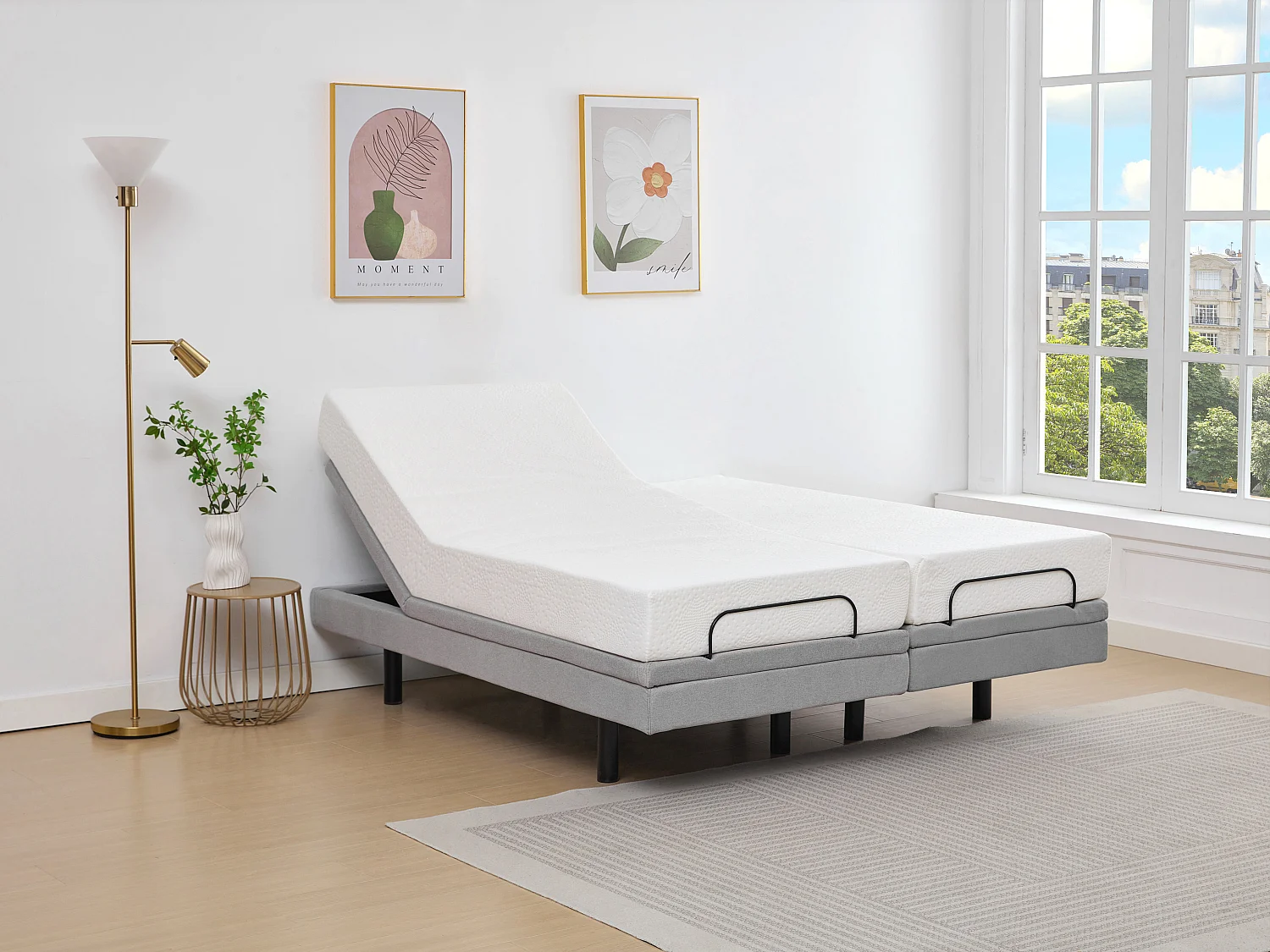 Sommier électrique de relaxation déco - 2 x 80 x 200 cm - Tissu - Gris - ALPANA de YSMÉE