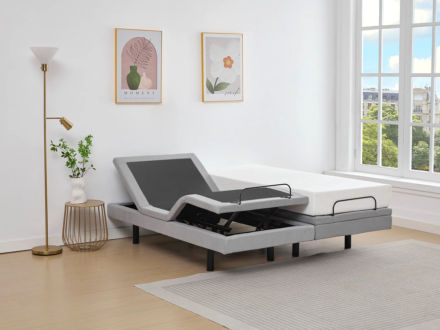 Sommier électrique de relaxation déco - 2 x 80 x 200 cm - Tissu - Gris - ALPANA de YSMÉE